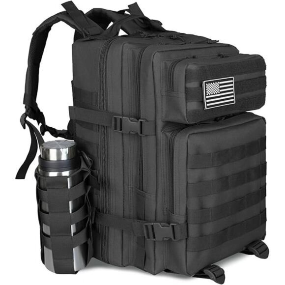 45L Tactical Backpack Molle Military Hiking Camping Bug Out Bag Black Large - Picture 7 of 7